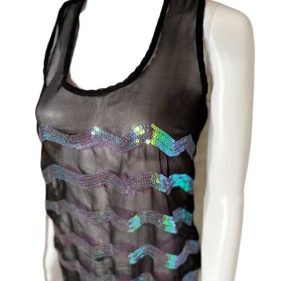Iridescent Sequin Sheer Top  (NWOT) - Picture 4 of 10